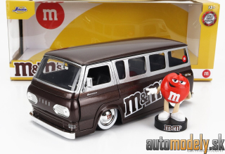 Jada - FORD USA ECONOLINE MINIBUS WITH M&M's FIGURE 1965 BROWN - 1:24