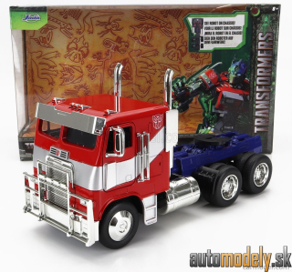 Jada - PETERBILT 352 TRACTOR TRUCK 3-ASSI 1979 OPTIMUS PRIME TRANSFORMERS MOVIE RED BLUE - 1:24