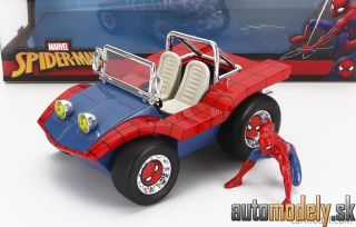 Jada - MAYERS MANX BUGGY WITH SPIDERMAN FIGURE MARVEL 1964 BLUE RED - 1:24