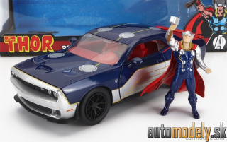 Jada - DODGE CHALLENGER SRT8 WITH THOR FIGURE 2015 BLUE SILVER - 1:24