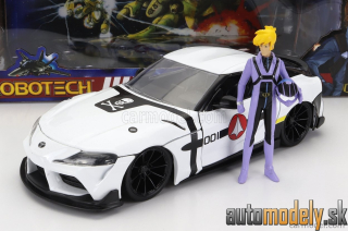 Jada - TOYOTA SUPRA WITH ROY FOCKER FIGURE ROBOTECH 2020 WHITE BLACK - 1:24