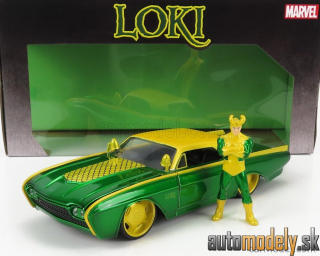 Jada - FORD USA THUNDERBIRD WITH MARVEL LOKI 1963 GREEN YELLOW - 1:24