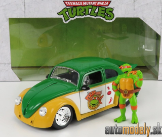 Jada - VOLKSWAGEN BEETLE 1962 MICHELANGELO NINJA TURTLES YELLOW GREEN - 1:24