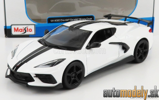 Maisto - CHEVROLET CORVETTE STINGRAY COUPE HIGH WING 2020 WHITE - 1:24