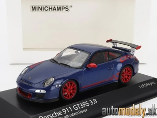 Minichamps - PORSCHE 911 997-2 GT3 RS 3.8 COUPE 2009 RED WHEELS BLUE - 1:43